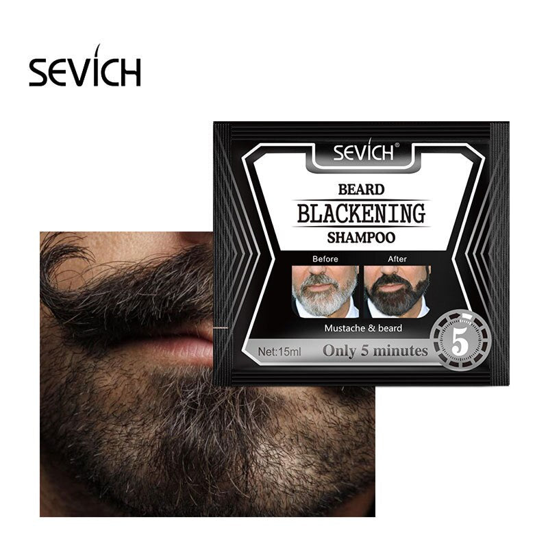 3/5/10pcs 5 Minutes Blackening Beard Shampoo Dye Beard Herb Natural Faster Blacken Beard Shampoo 15ml Natural Soft For Men - TRIPLE AAA Fashion Collection