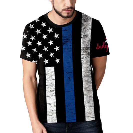 Summer New American Independence Day Holiday Digital Printing Round Neck T-Shirt Men Couples Large Size Loose Top