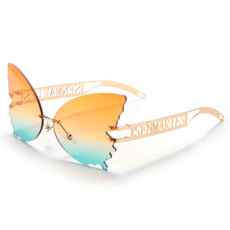 New Large Frame Butterfly Sunglasses Metal Legs Fashion Personality Multicolor Glasses Sunglasses