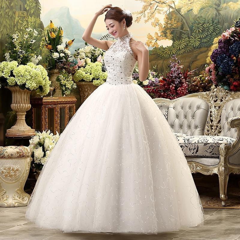 Cheap Halter Lace Wedding Dress Vintage Vestidos de Novia Plus Size Bride Dress Under - TRIPLE AAA Fashion Collection