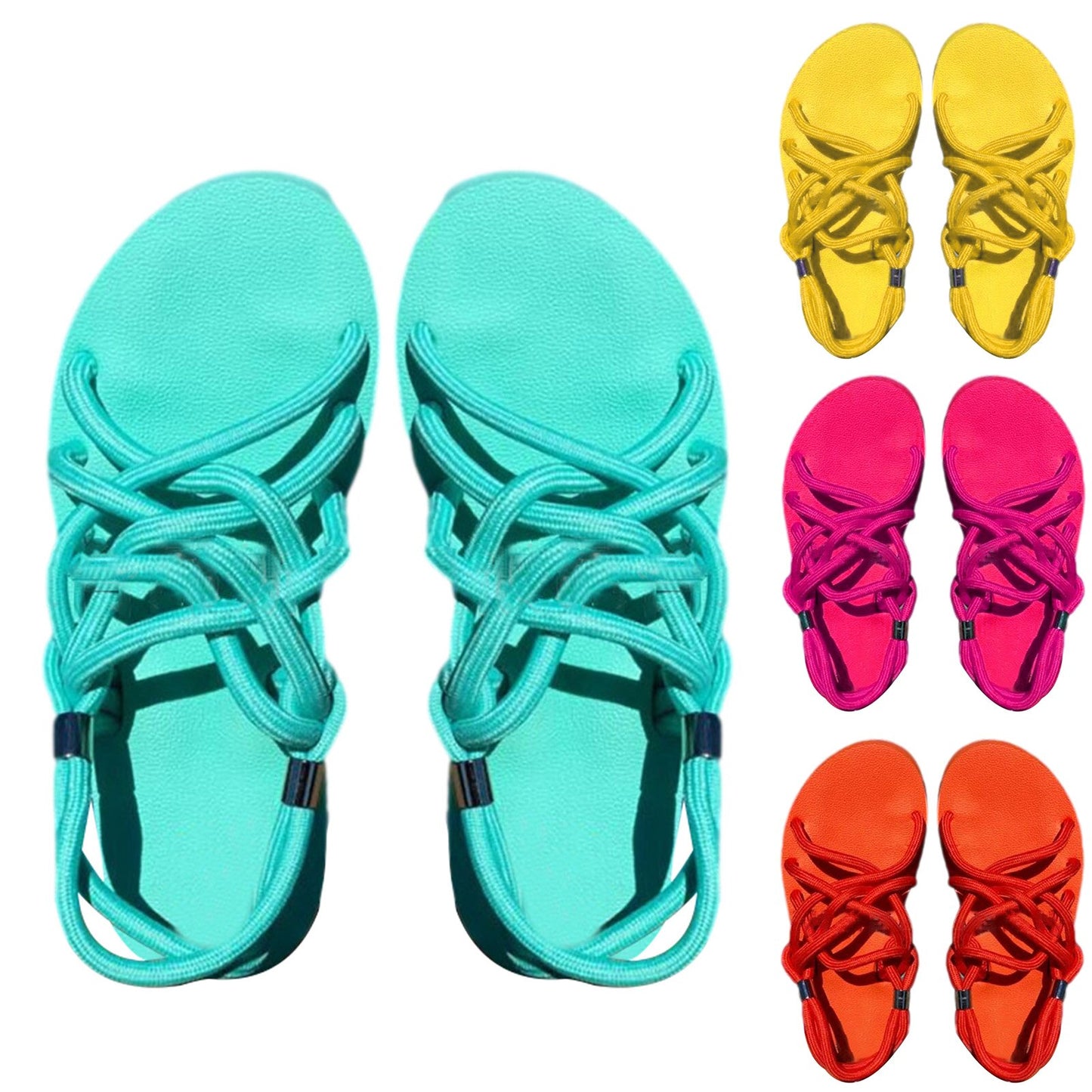 Women Sandals Platform Sandals Shoes Women Sandals Summer Flat Braided Rope Sandals Beach Shoes - TRIPLE AAA Fashion Collection