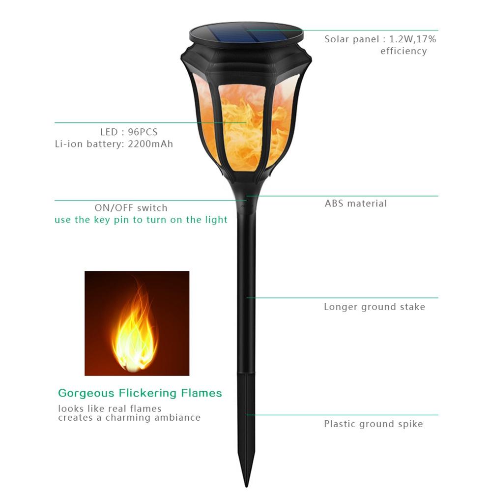 Solar Path Torch Light Waterproof Christmas Decorative Flame Lighting Lamp Garden Pathway Yard 96 Leds Flickering - TRIPLE AAA Fashion Collection