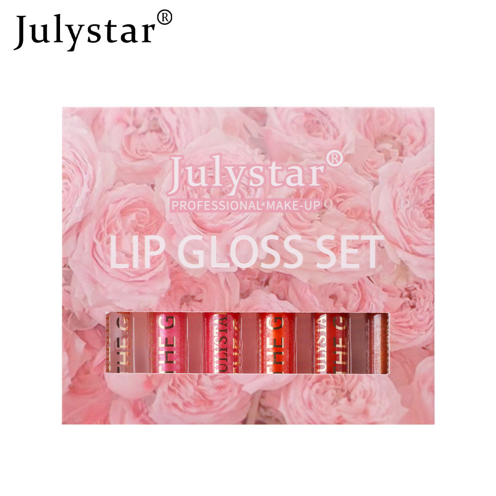 Six Pack Multi-Color Moisturizing Watery Glass Lip Gloss Pearl Watery Lip Glaze Non-Stick Mirror Lip Gloss