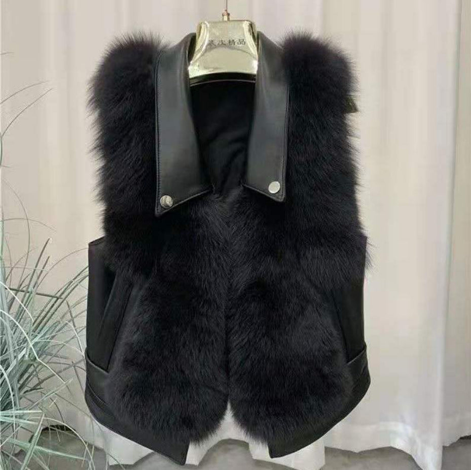 Imitation Fur Vest Women's Short Korean Style Slim Vest Imitation Fox Fur Vest Small Coat