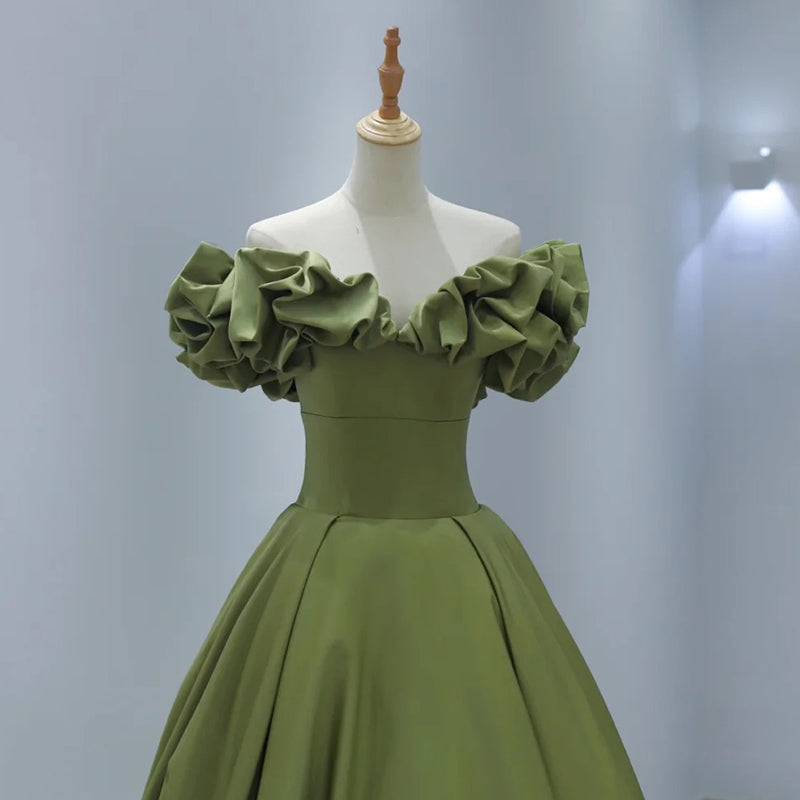 French Evening Dress Female Green Princess At Large High Quality Birthday Dress Toast Dress Bride Engagement
