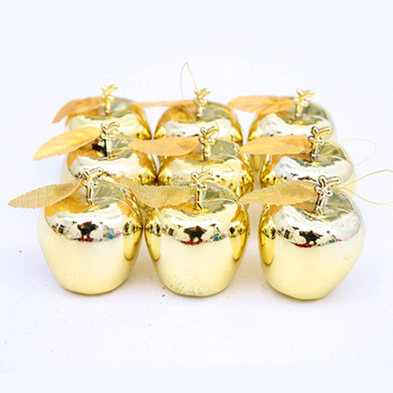 9Pcs Apples Christmas Tree Hanging Ornament Home New Year Party Events Fruit Pendant Red Golden Christmas Decoration For Home C - TRIPLE AAA Fashion Collection