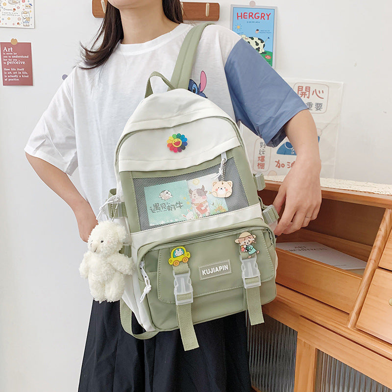 Fashion Color Matching Student Schoolbag Girl Student Shoulder Messenger Bag Men And Women Study Bag Shoulder