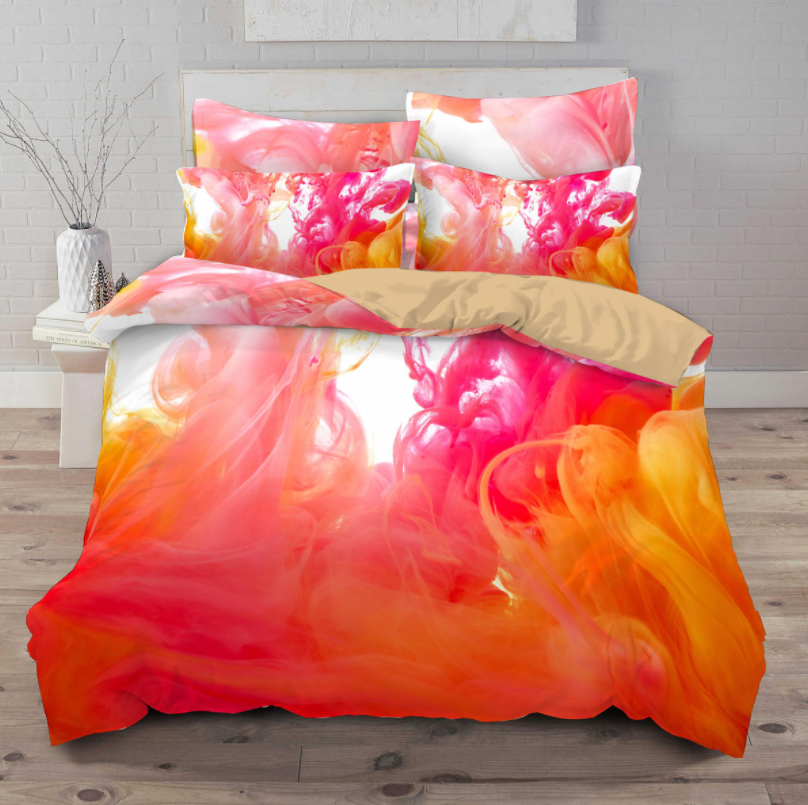 White cloud printing tie dyeing Amazon wish quilt cover pillow case two or three piece set 3D digital printing chemical fiber fabric - TRIPLE AAA Fashion Collection