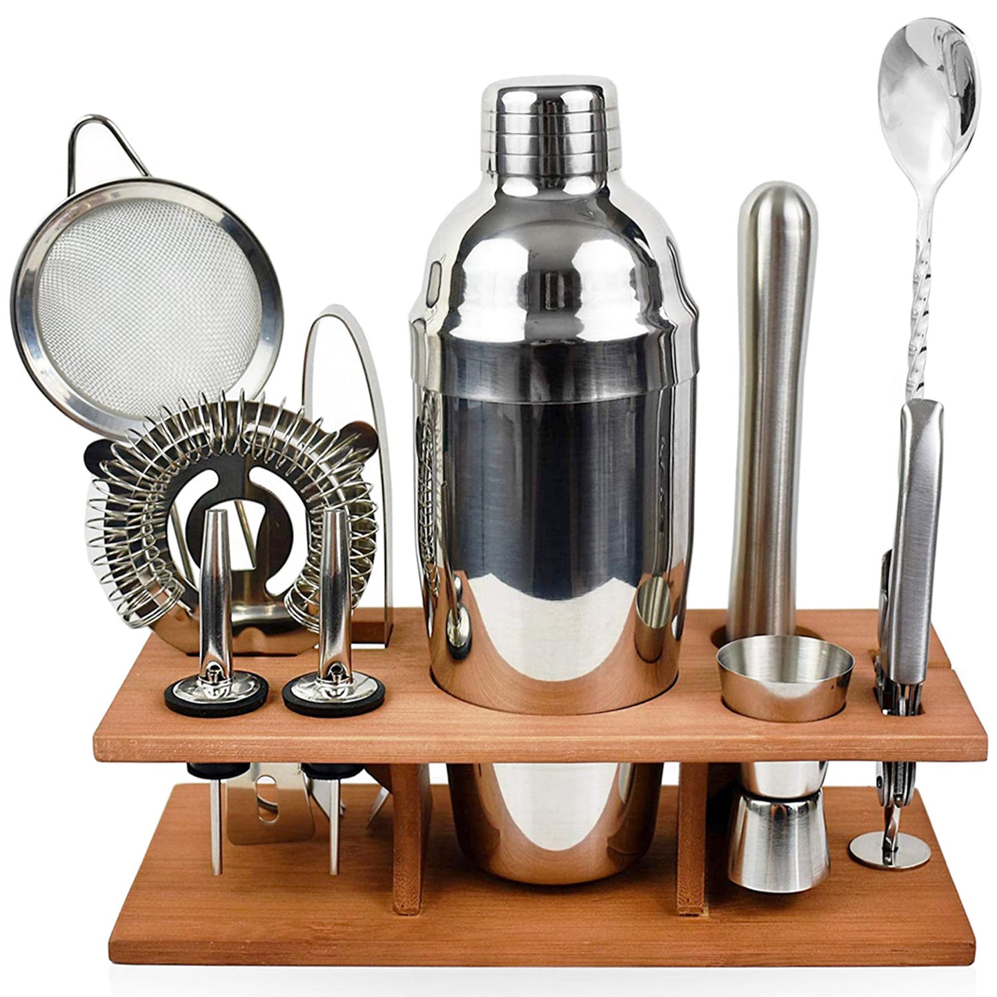 Cocktail Set Stainless Steel Cocktail Set Wooden Frame 11-piece Wine Set Full Set Of Cocktail Shakers