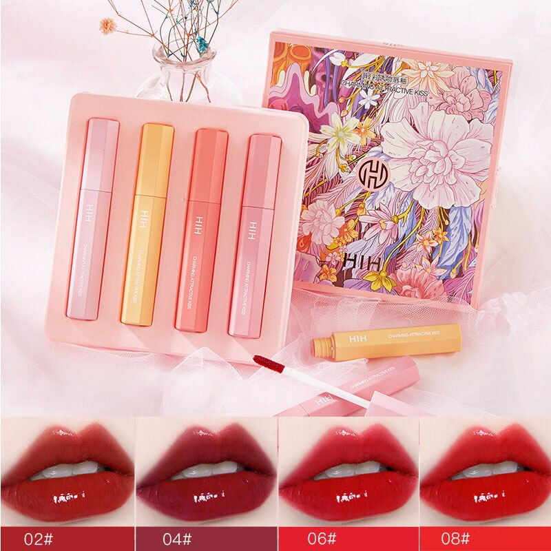 4 Pieces Of Lip Gloss Water Sensitive Mist Face Matte Lipstick Moisturizing Lasting And Easy To Color - TRIPLE AAA Fashion Collection