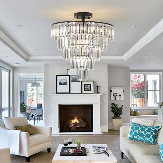 Black large crystal chandelier, modern style chandelier, dining room, living room, bedroom
