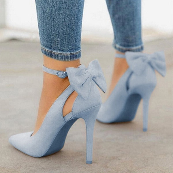 Women High Heels Brand Pumps Women Shoes Pointed Toe Buckle Strap Butterfly Summer Sexy Party Shoes Wedding Shoes - TRIPLE AAA Fashion Collection