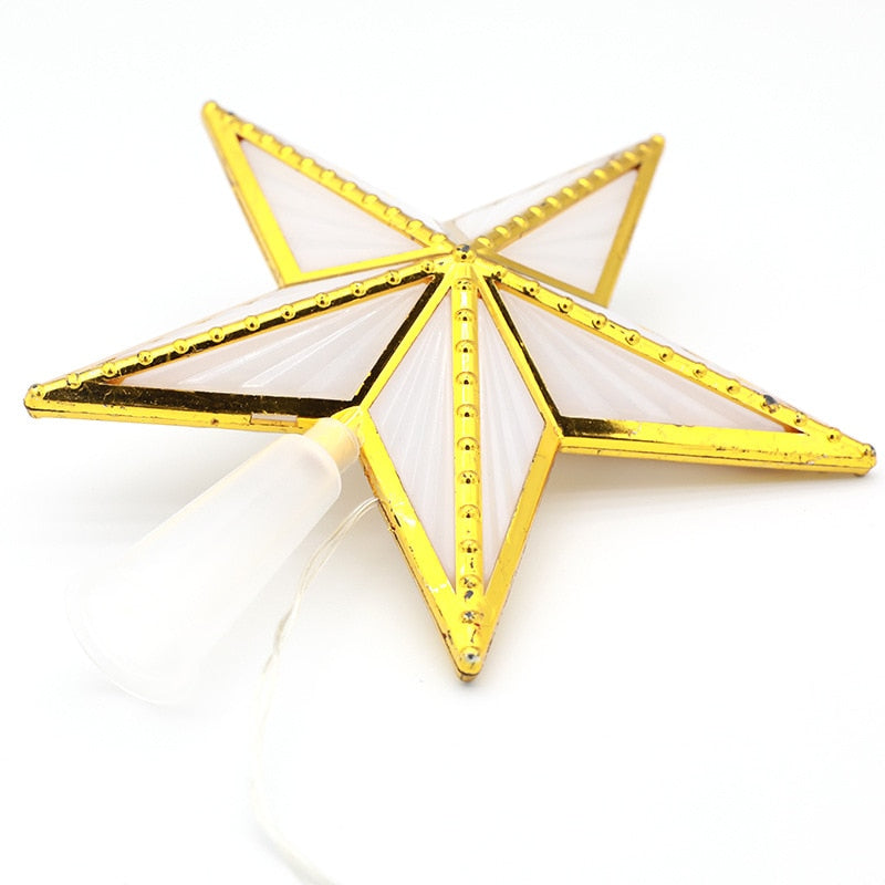 1PC Led Christmas Tree Top Star Light Glowing Five-pointed Star 17cm Xmas Tree Ornaments 2021 New Year Party Decor
