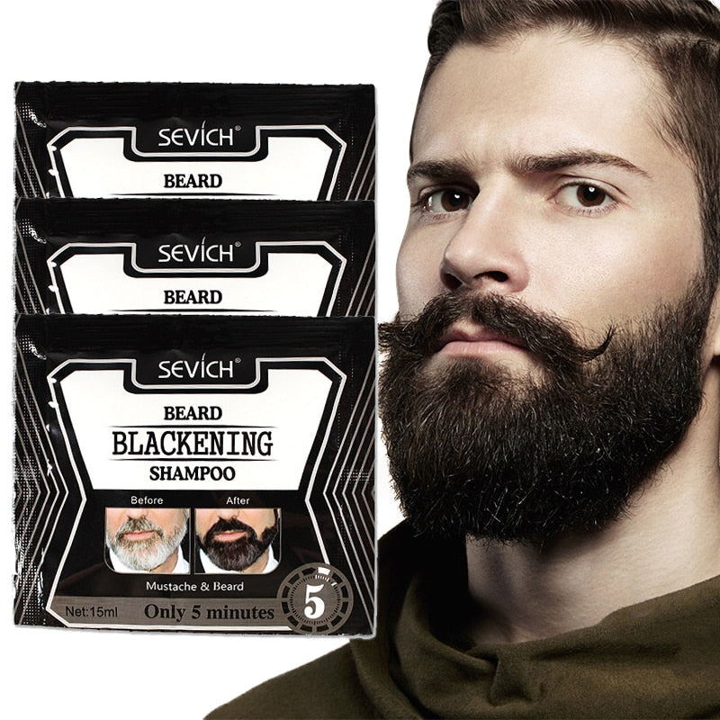 3/5/10pcs 5 Minutes Blackening Beard Shampoo Dye Beard Herb Natural Faster Blacken Beard Shampoo 15ml Natural Soft For Men - TRIPLE AAA Fashion Collection