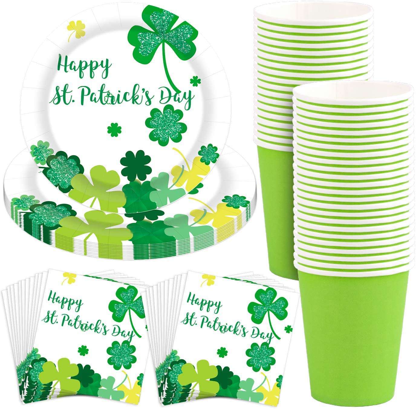 St. Patrick's Day Party Supplies Shamrock Irish Party Supplies Knives Forks Spoons Cups Disposable Cutlery Set