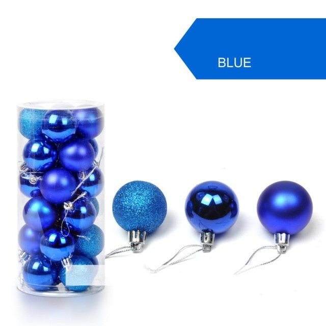 24pcs/lot 30mm Christmas Tree Decor Ball Bauble Xmas Party Hanging Ball Ornament decorations for Home Christmas decorations Gift