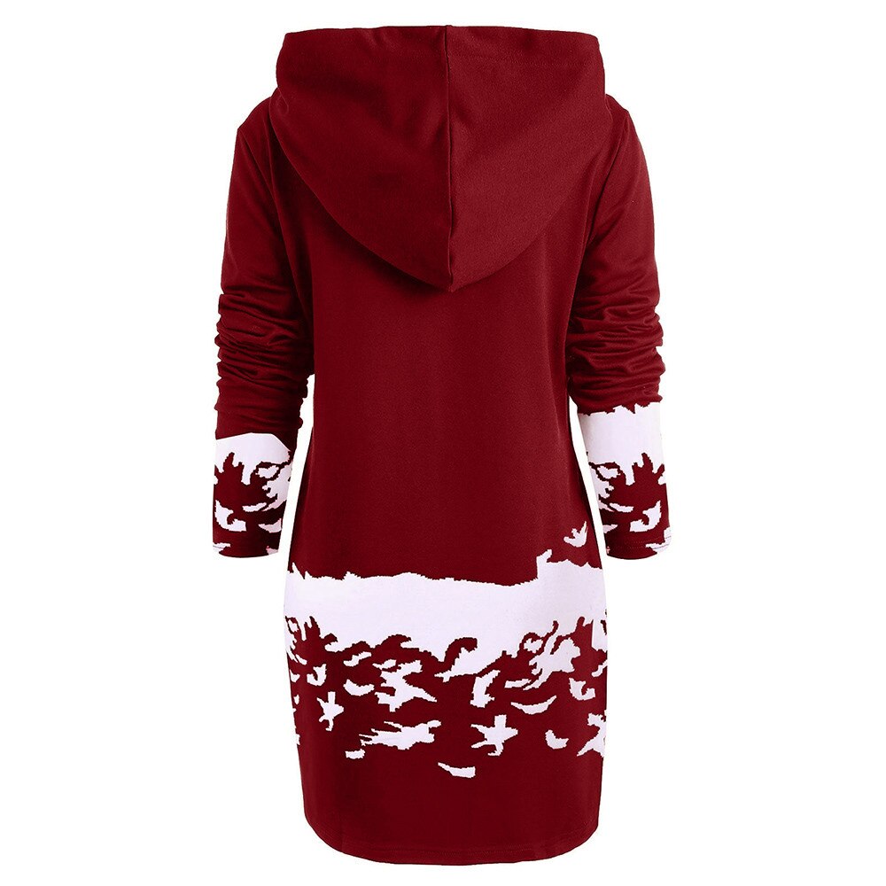 Free Ostrich Christmas Dress Women Hooded Long Sleeve Printed Casual Vestido De Festa Curto Casual Dress Clothes Women N30 - TRIPLE AAA Fashion Collection