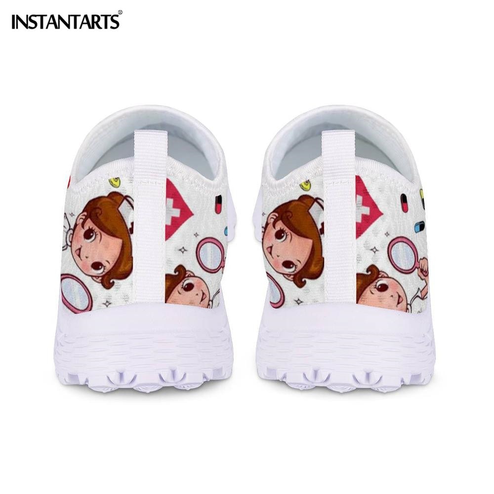INSTANTARTS New Cartoon Nurse Doctor Print Women Sneakers Slip On Light Mesh Shoes Summer Breathable Flats Shoes Zapatos planos - TRIPLE AAA Fashion Collection