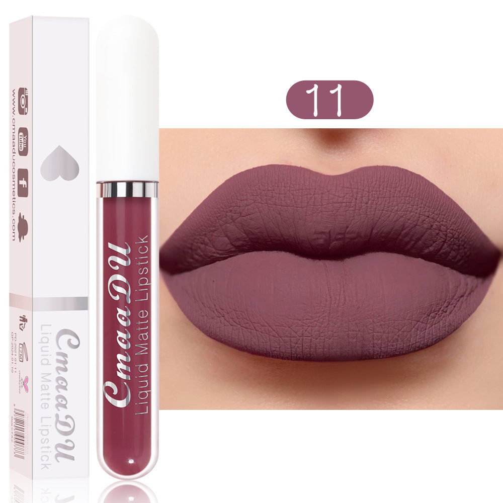 CmaaDu 18 Color Lipstick Matte Non-Stick Cup Waterproof Long Lasting Lip Gloss