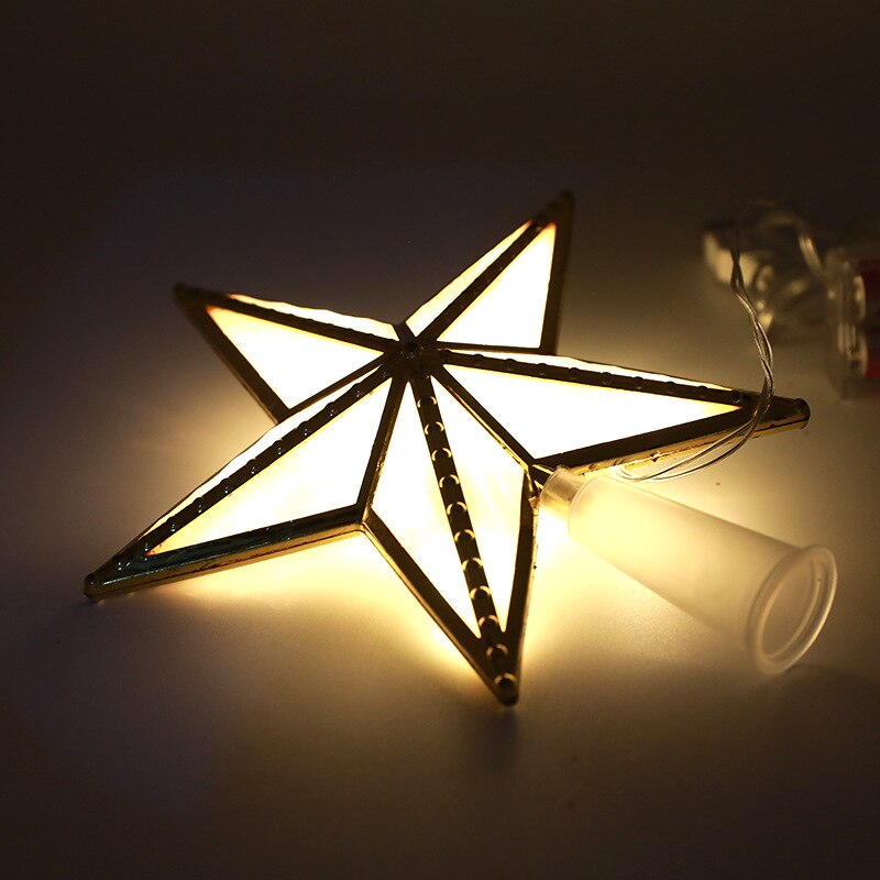 1PC Led Christmas Tree Top Star Light Glowing Five-pointed Star 17cm Xmas Tree Ornaments 2021 New Year Party Decor
