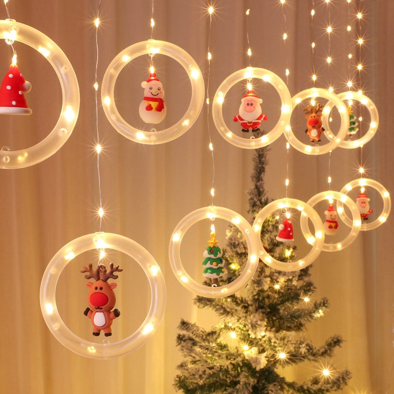 Merry Christmas Santa Claus LED Curtain Light Christma Decorations for Home Christmas Tree Decorations Xmas Natale New Year