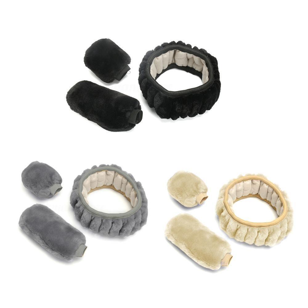 Universal Steering-wheel Plush Car Steering Wheel Covers Winter Faux fur Hand Brake & Gear Cover Set Car Interior Accessories - TRIPLE AAA Fashion Collection