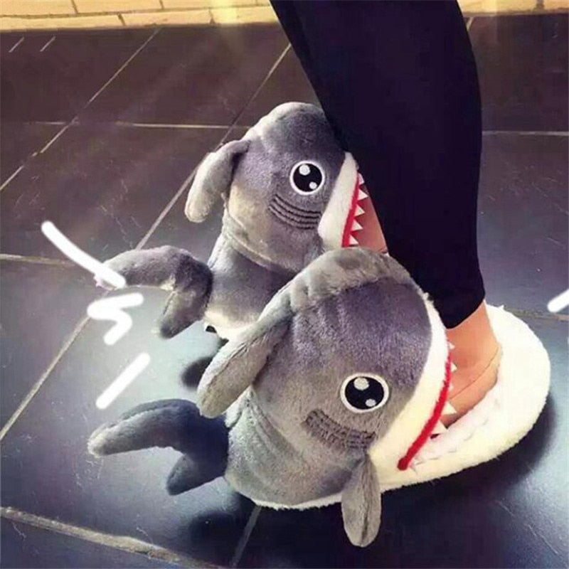 Winter Slippers Women and Men Fashion Shark Slipper Cotton Warm Indoor slippers Lovely Cartoon Women Slippers Unisex - TRIPLE AAA Fashion Collection