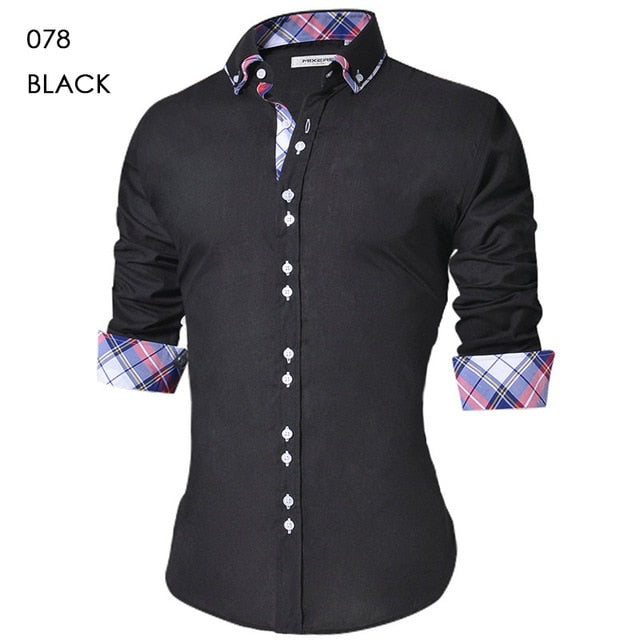 Men's Casual Shirt Slim Fit Men's Casual Button Down Shirt Long Sleeve Formal Dress Shirts Men Male Clothing Camisa - TRIPLE AAA Fashion Collection