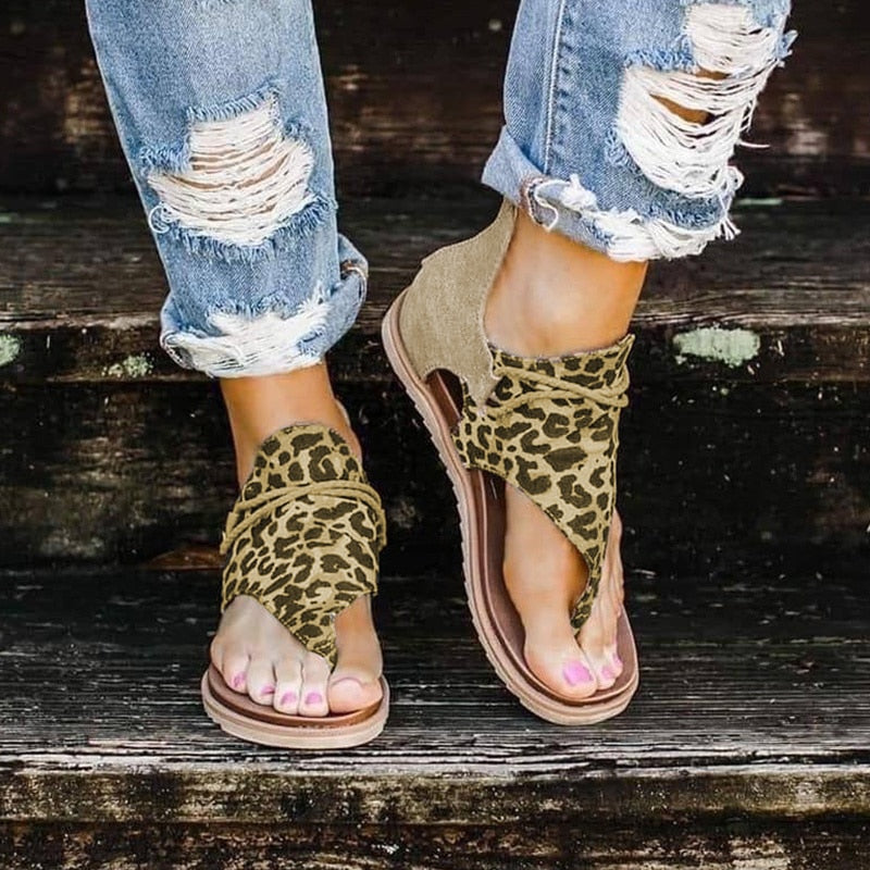 Top seller - Women sandals Leopard Pattern Large Size Rome Sandals Women's Anti-slip Hot Selling Wedges Summer Shoes