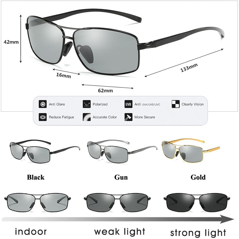 Photochromic Sunglasses Men Women Polarized Chameleon Glasses Driving Goggles Anti-glare Sun Glasses