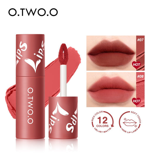 O. TWO. O Lip Clay Matte Face Lip And Cheek Dual-Use Powder Blusher Lipstick Air Lip Glaze Does Not Stick To Cup Lip Color 9144
