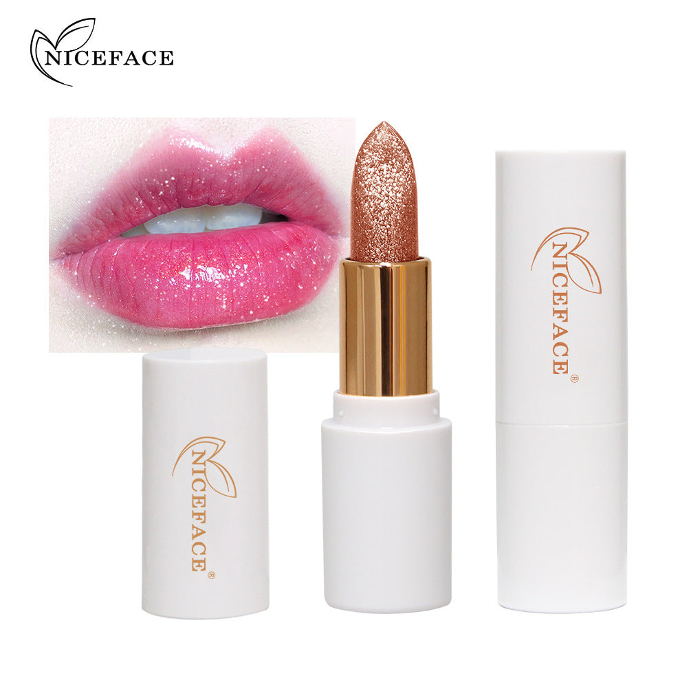 NICEFACE Charming Color-Changing Lipstick Bling Bling Slightly Flashing Warm Moisturizing Lipstick Waterproof And Not Easy To Fade