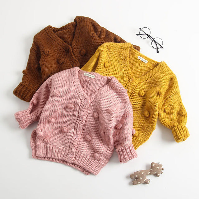1-3 Years Old Baby Girl Sweater Child 17 Winter Ball In Hand Down Sweater Cardigan Jacket Cardigan For Girl Girls Cardigan - TRIPLE AAA Fashion Collection