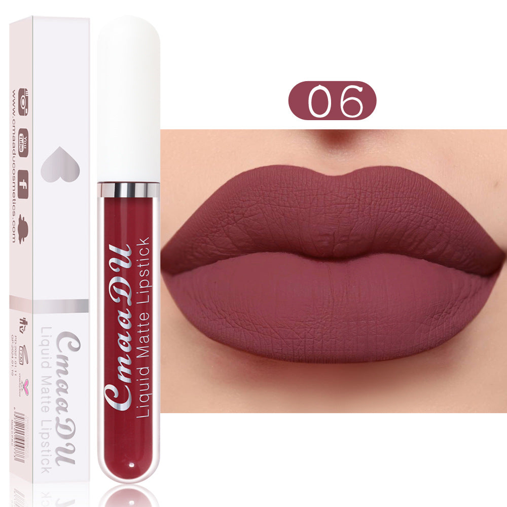 CmaaDu 18 Color Lipstick Matte Non-Stick Cup Waterproof Long Lasting Lip Gloss