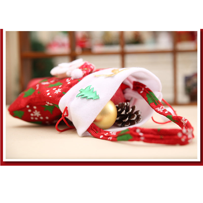 Santa Claus Christmas Decorations For Home Snowman Cloth Gift Bags With Handles For Cookie Candy Drawstring Merry Christmas Bags