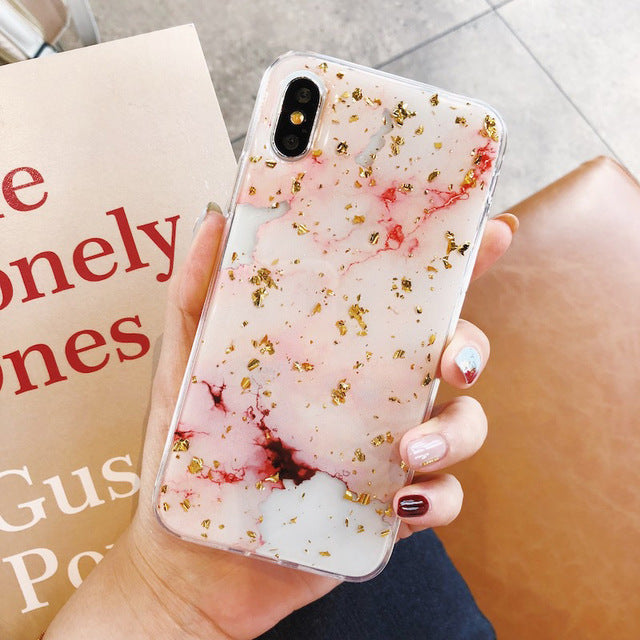 Luxury Gold Foil Bling Marble Phone Case For iPhone X XS Max XR Soft TPU Cover For iPhone 7 8 6 6s Plus Glitter Case Coque Funda - TRIPLE AAA Fashion Collection