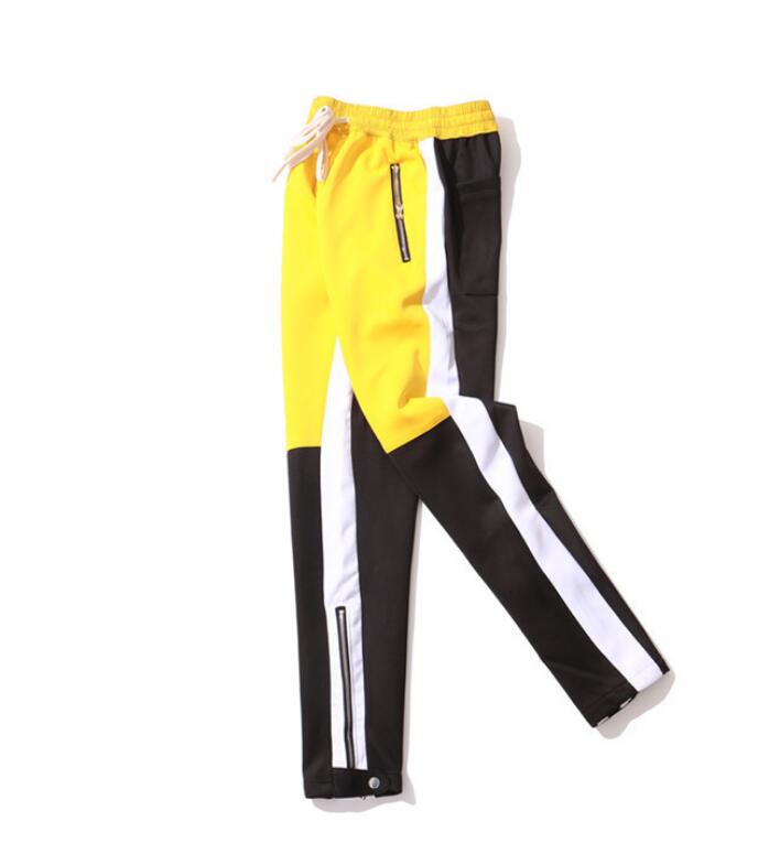 Vintage Color Block Patchwork Sweatpants Men's Hip Hop Side Zipper Casual Elastic Waist Joggers Pants Streetwear - TRIPLE AAA Fashion Collection