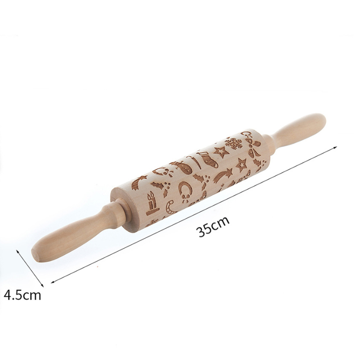 Christmas Engraved Roller Reindeer Snowflake Embossing Rolling Pin Cookies Noodle Biscuit Fondant Cake Dough walek do ciasta FB - TRIPLE AAA Fashion Collection