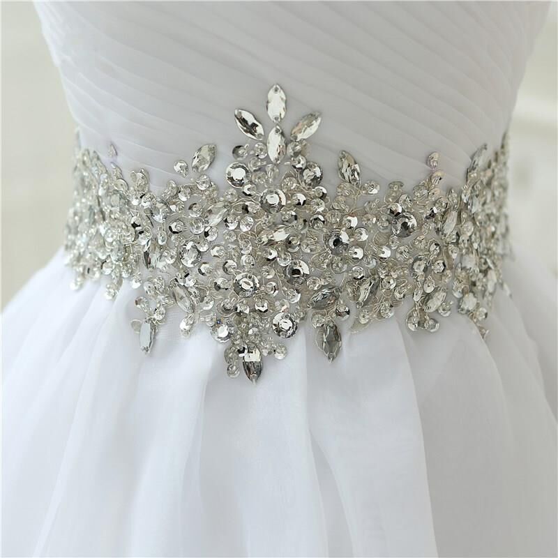 White Vestido De Noiva New Design A line Perfect Belt Robe De Mariage Strapless Lace Up Wedding Dresses - TRIPLE AAA Fashion Collection