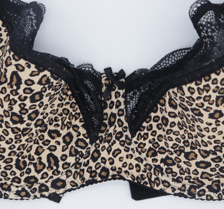 New Lace DEFG Cup Plus Size Bra Set Leopard Print Sexy Thin Foreign Trade Underwear European And American Style Bra