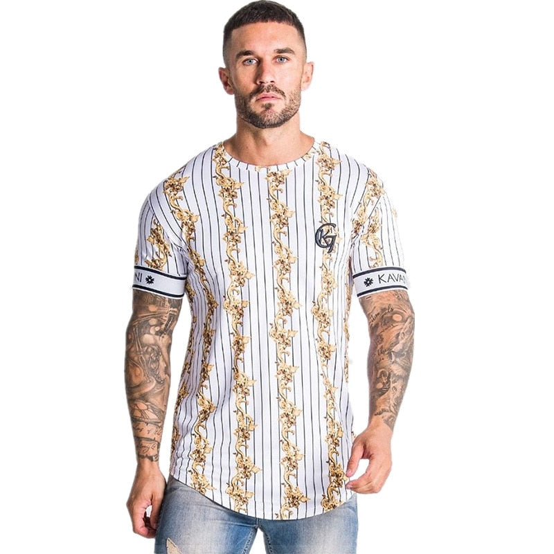 Casual Men T-shirt Stripe Summer Man Tshirt Fashion Tops Streetwear Male T-shirts Hip Hop - TRIPLE AAA Fashion Collection