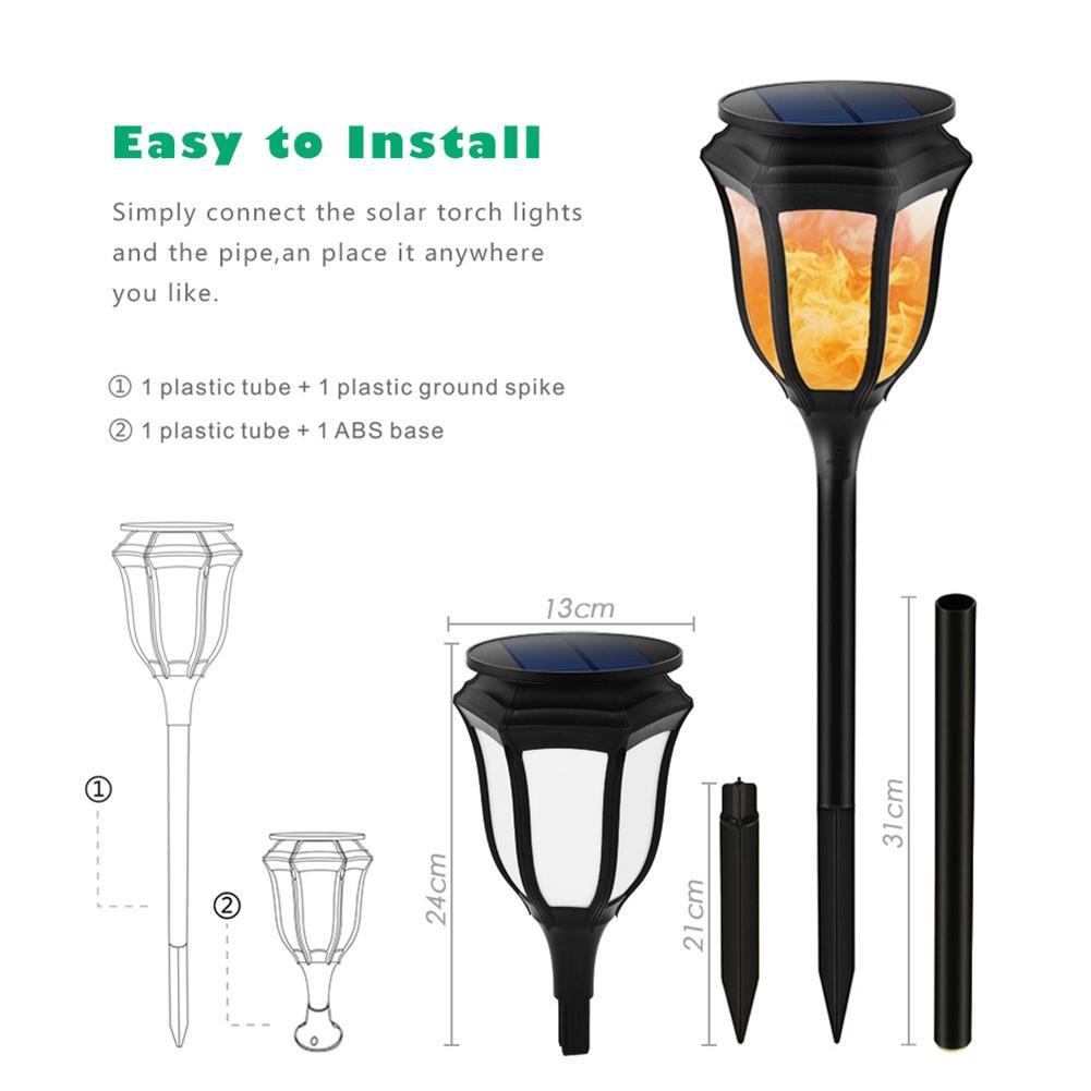 Solar Path Torch Light Waterproof Christmas Decorative Flame Lighting Lamp Garden Pathway Yard 96 Leds Flickering - TRIPLE AAA Fashion Collection