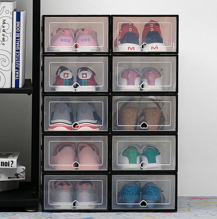 6pc Transparent shoe box storage shoe boxes thickened dustproof shoes organizer box can be superimposed combination shoe cabinet - TRIPLE AAA Fashion Collection