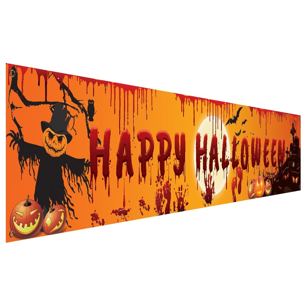 250x48cm Latest Happy Halloween Bloody Bat Pumpkin Ghost Print Party  Decor