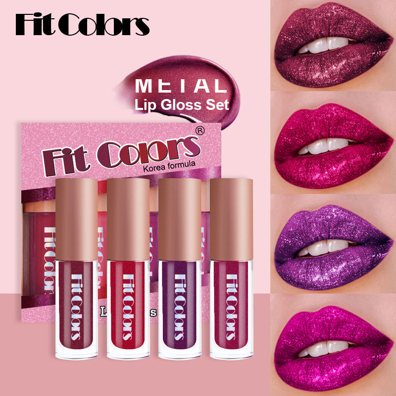 Fit Colors Metallic Non-Stick Cup Lip Gloss Pearlescent Diamond Lip Polarized Lip Glaze Liquid Lipstick