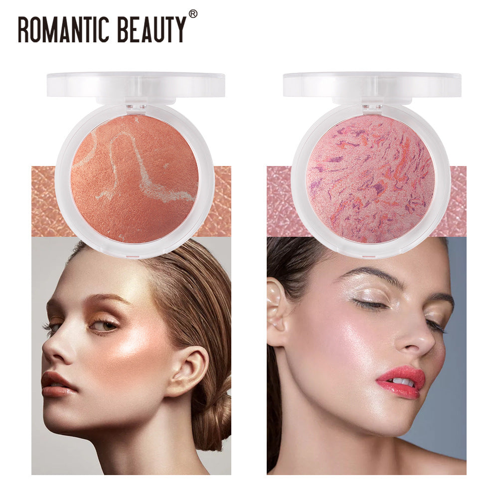 Romantic Beauty Highlighter Blush All-in-One Blush Palette Makeup Pearl Baked Powder Blush Palette