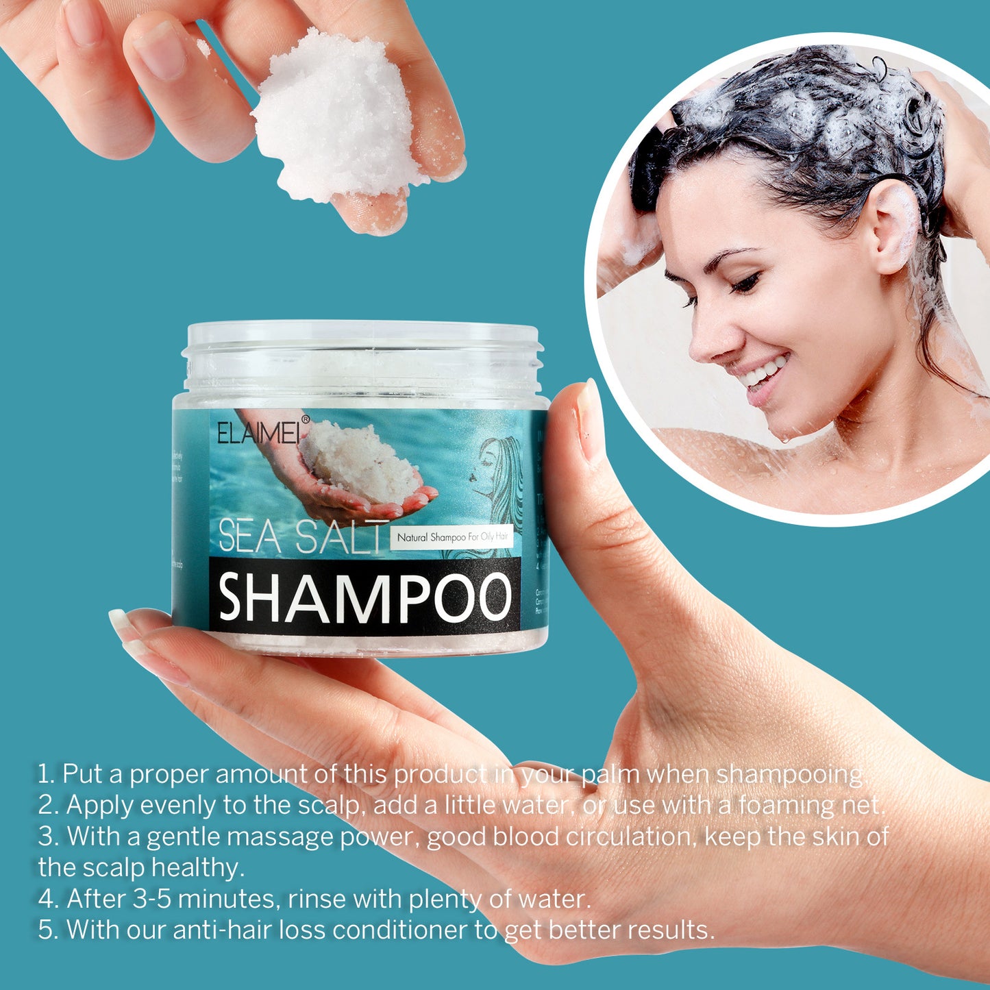 ELAIMEI Sea Salt Shampoo To Scalp Deep Cleansing Moisturizing Anti-dandruff Oil Control Hair Balm