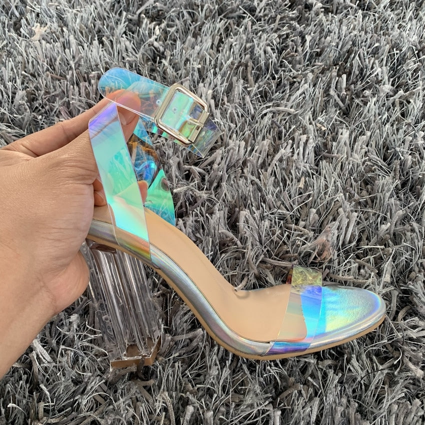 PVC Women Sandals Summer Open Toed High Heels Women Transparent Heel Sandals Woman Party Shoes Discount Pumps 11CM - TRIPLE AAA Fashion Collection