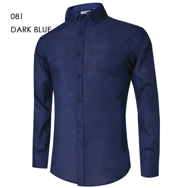 Men's Casual Shirt Slim Fit Men's Casual Button Down Shirt Long Sleeve Formal Dress Shirts Men Male Clothing Camisa - TRIPLE AAA Fashion Collection