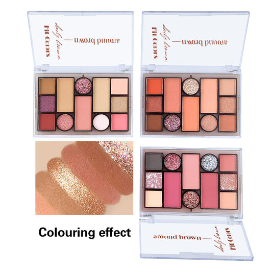 Fit Colors 12-Color Face Comprehensive Makeup Powder Palette Matte Pearlescent Earth Color Blush Eyebrow Powder Eye Shadow